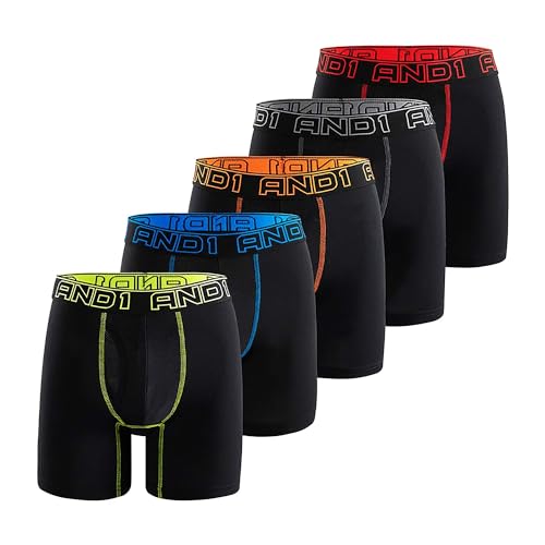 TEXEMP AND1 Boxershorts Herren Unterwäsche Unterhosen (5er Pack) Boxer Shorts Kein kratzender Zettel - Hoher Beinausschnitt - (Größe L, 5 Stück) von TEXEMP