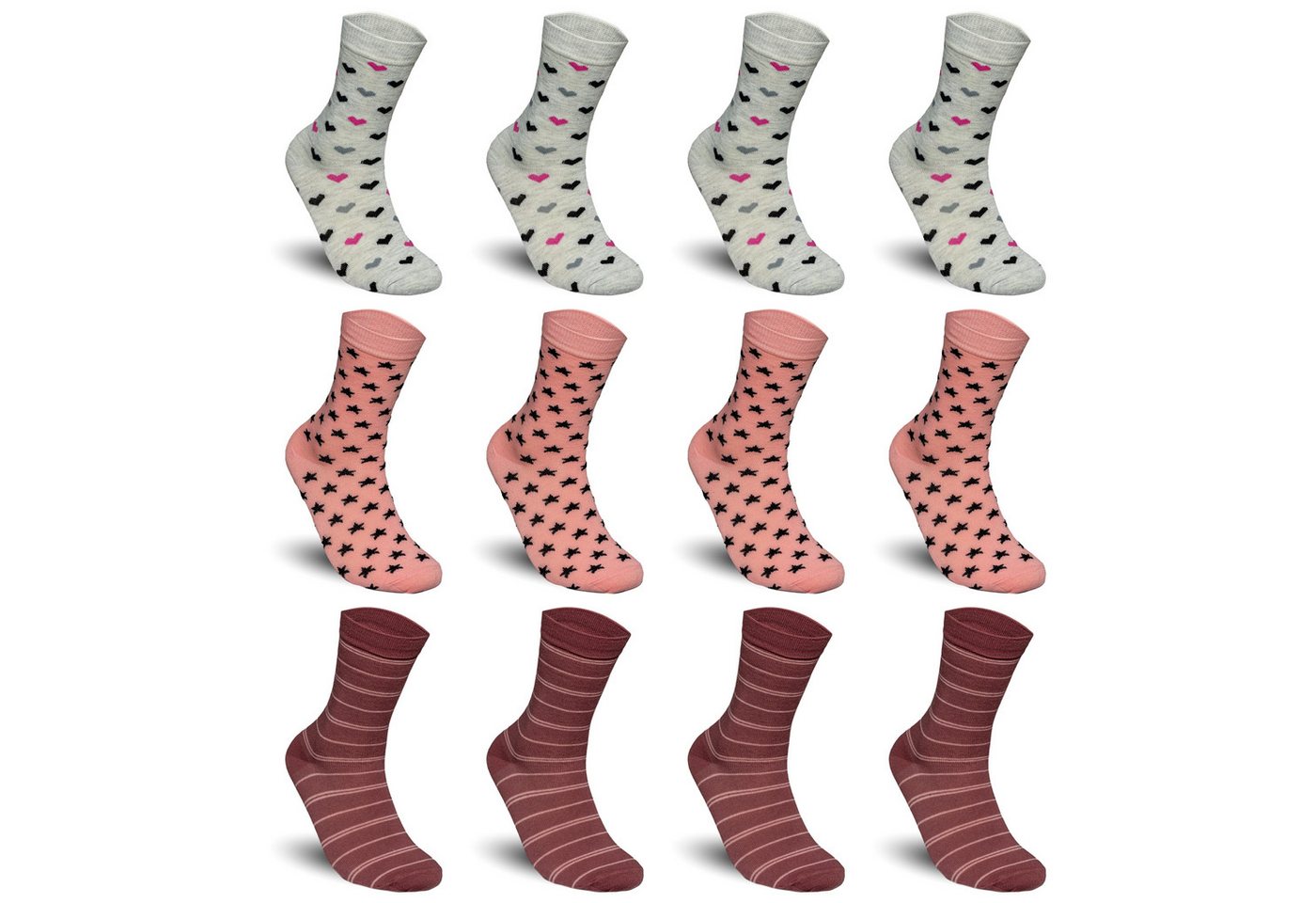 TEXEMP Basicsocken 3 bis 12 Paar Damen Socken Baumwolle Premium Strümpfe Komfortbund (12-Paar) Robust & Langlebig von TEXEMP