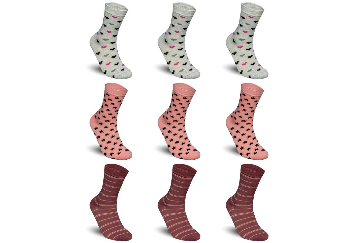 TEXEMP Basicsocken 3 bis 12 Paar Damen Socken Baumwolle Premium Strümpfe Komfortbund (9-Paar) Robust & Langlebig von TEXEMP