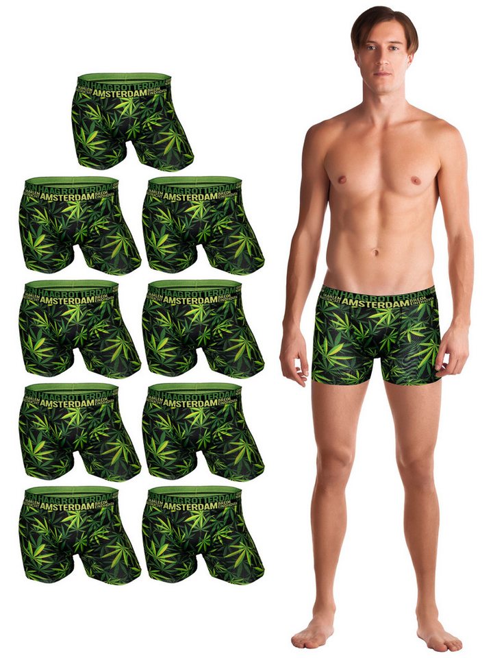 TEXEMP Boxershorts 3er bis 9er Pack Herren Boxershorts Ganja Weed Hanf Blatt Trunks (9-St) 75% Viskose - Seidig glatt von TEXEMP