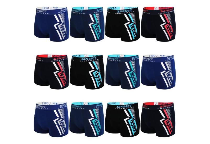 TEXEMP Boxershorts 4er bis 12 Pack Herren Boxershorts Baumwolle Retroshorts Boxer (12-St) Doppelnaht - 95% Baumwolle von TEXEMP