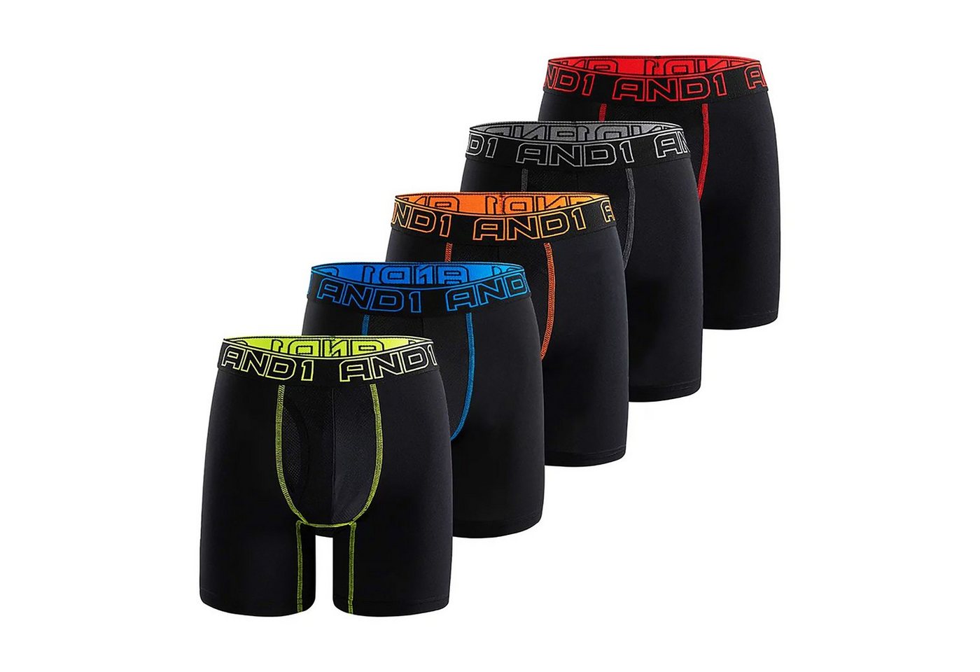 TEXEMP Boxershorts AND1 Boxershorts Herren 5er Pack Unterwäsche Unterhosen Boxer Shorts (5-St) Kein kratzender Zettel - Hoher Beinausschnitt von TEXEMP