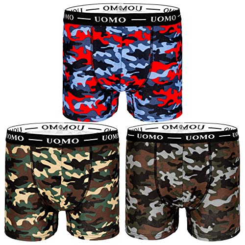 TEXEMP Boxershorts Herren Unterwäsche Camouflage Baumwolle Unterhosen Männer Men Retroshorts (Lager 107, 2XL, 10er Pack) von TEXEMP