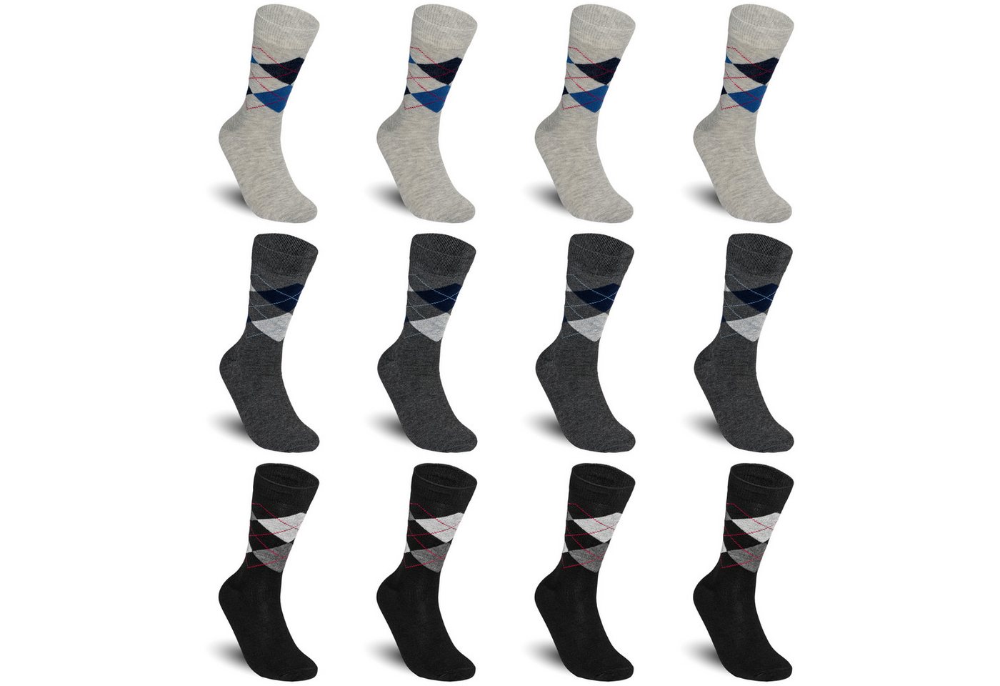 TEXEMP Businesssocken 6 oder 12 Paar Herren Business Socken Baumwolle Strümpfe Herrensocken (12-Paar) Atmungsaktiv - Komfortbund von TEXEMP