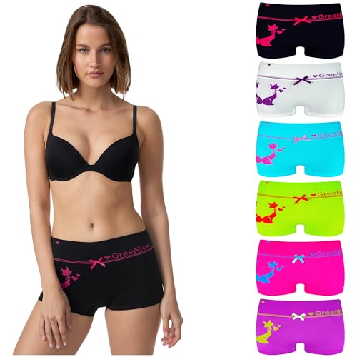 TEXEMP Damen Pantys Frauen Shortys Boxershorts Microfaser Hipster Hotpants Unterhose Slip Bunt (Box 82, Größe XL-2XL, 6er Pack) von TEXEMP