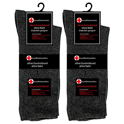 TEXEMP Diabetikersocken 3 | 6 | 9 Paar Herren Damen Socken mit Komfortbund ohne Naht & ohne Gummi mit handgekettelter Spitze - Anthrazit 39-42 6 Paar von TEXEMP