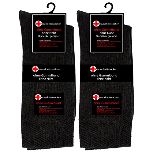 TEXEMP Diabetikersocken 3 | 6 | 9 Paar Herren Damen Socken mit Komfortbund ohne Naht & ohne Gummi mit handgekettelter Spitze - Schwarz 39-42 6 Paar von TEXEMP
