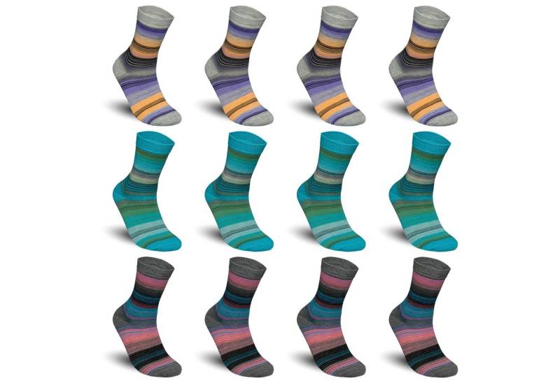 TEXEMP Freizeitsocken 3-12 Paar Damen Socken Baumwolle Bunte Freizeit Komfortbund (Packung, 12-Paar) Robust & Langlebig von TEXEMP