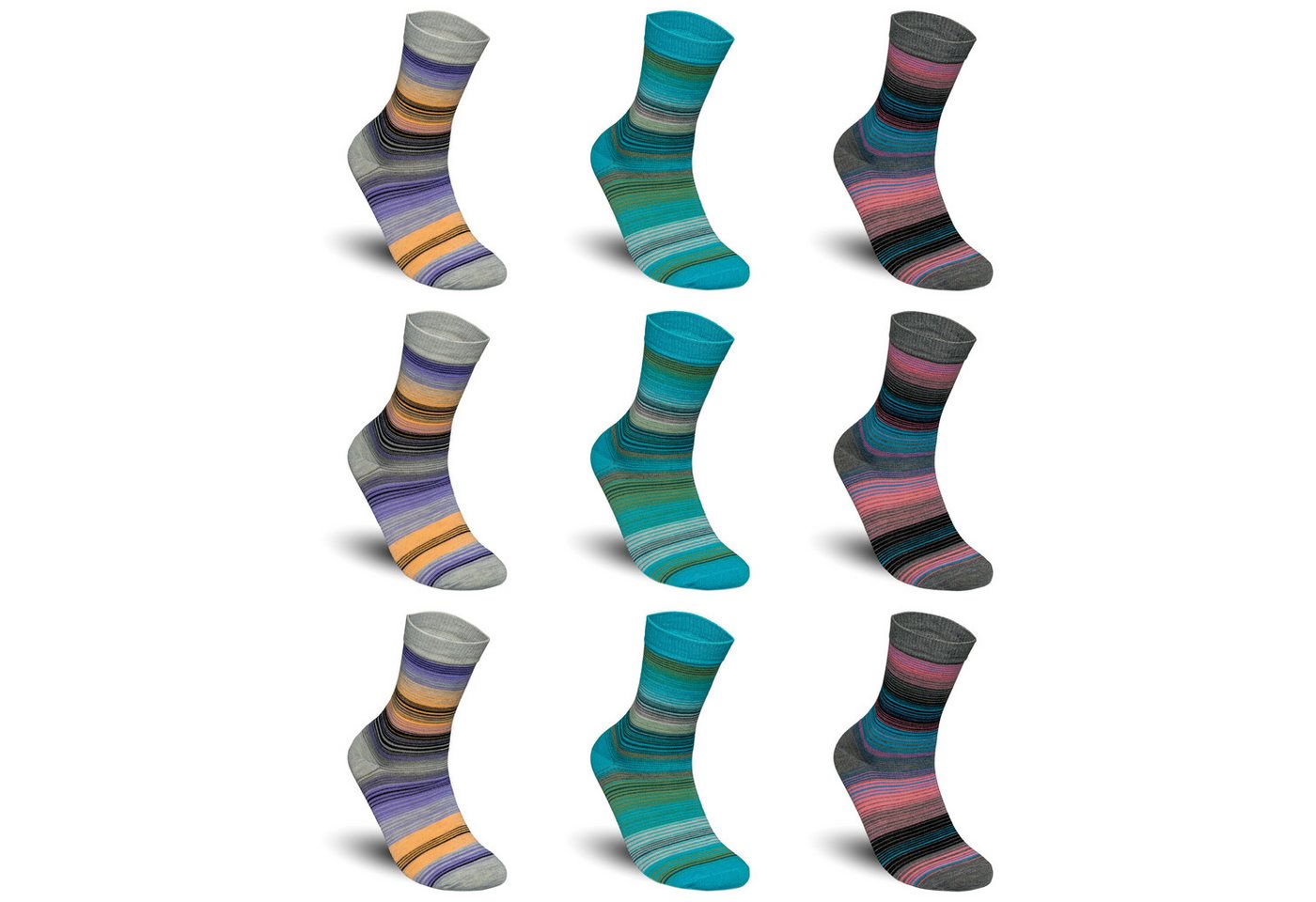 TEXEMP Freizeitsocken 3-12 Paar Damen Socken Baumwolle Bunte Freizeit Komfortbund (9-Paar) Robust & Langlebig von TEXEMP