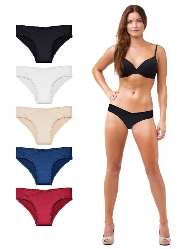 TEXEMP Minislip 5er Pack Damen Mini Slip Bio Baumwolle Unterwäsche Unterhose Panty (5-St., 5er-Pack) Hautfreundlicher Stoff von TEXEMP