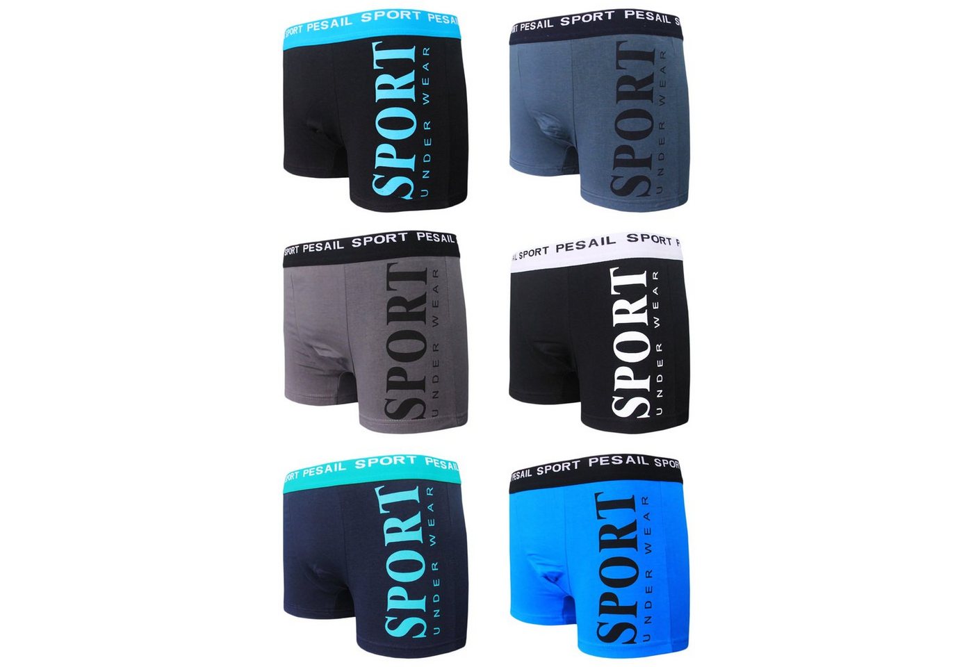 TEXEMP Retro Boxer 6er Pack Herren Boxershorts Retroshorts Baumwolle Unterhosen Trunks (Spar-Pack, 6-St., 6er-Pack) 95% Baumwolle, Atmungsaktiv von TEXEMP