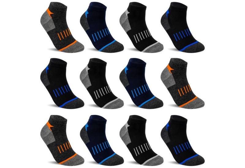TEXEMP Sneakersocken 12 Paar Sneaker Socken Herren & Damen Mehrfarbig Baumwolle Freizeit (12-Paar) Atmungsaktiv von TEXEMP