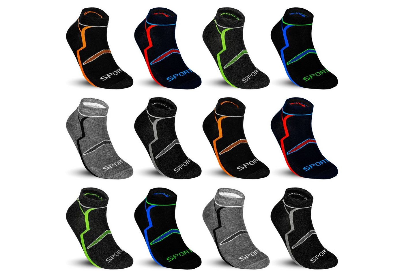 TEXEMP Sneakersocken 12 Paar Sneaker Socken Herren & Damen Füßlinge Baumwolle Freizeit Kurz von TEXEMP