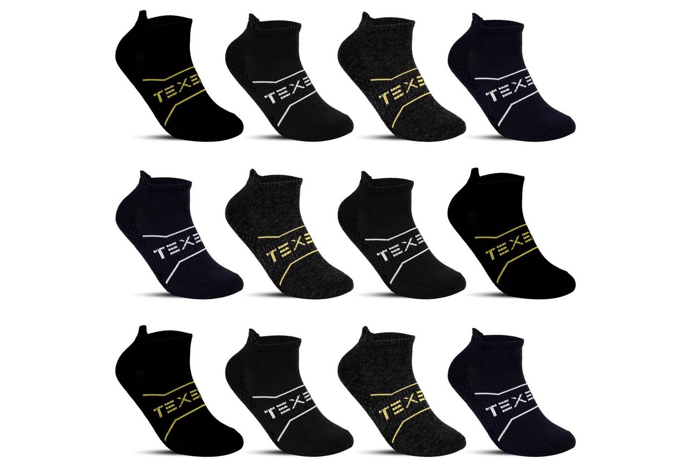 TEXEMP Sneakersocken 4, 8, 12 Paar Sneaker Socken Damen & Herren Baumwolle Freizeit Sport (12-Paar) Robust & Langlebig von TEXEMP