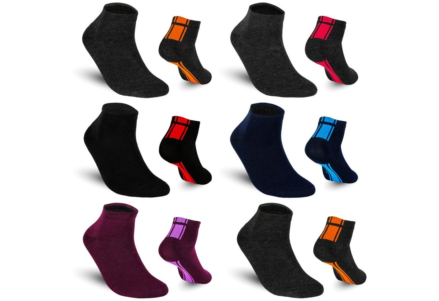 TEXEMP Sneakersocken 6, 12, 18 Paar Sneaker Socken Herren & Damen Mehrfarbig Baumwolle (Packung, 12-Paar) Robust & Langlebig von TEXEMP