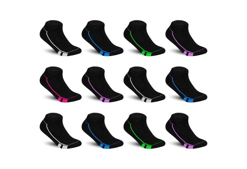 TEXEMP Sneakersocken 6 bis 36 Paar Sneaker Socken Damen & Kinder Schwarz Baumwolle Freizeit (Packung, 36-Paar) Langlebig & Robust von TEXEMP