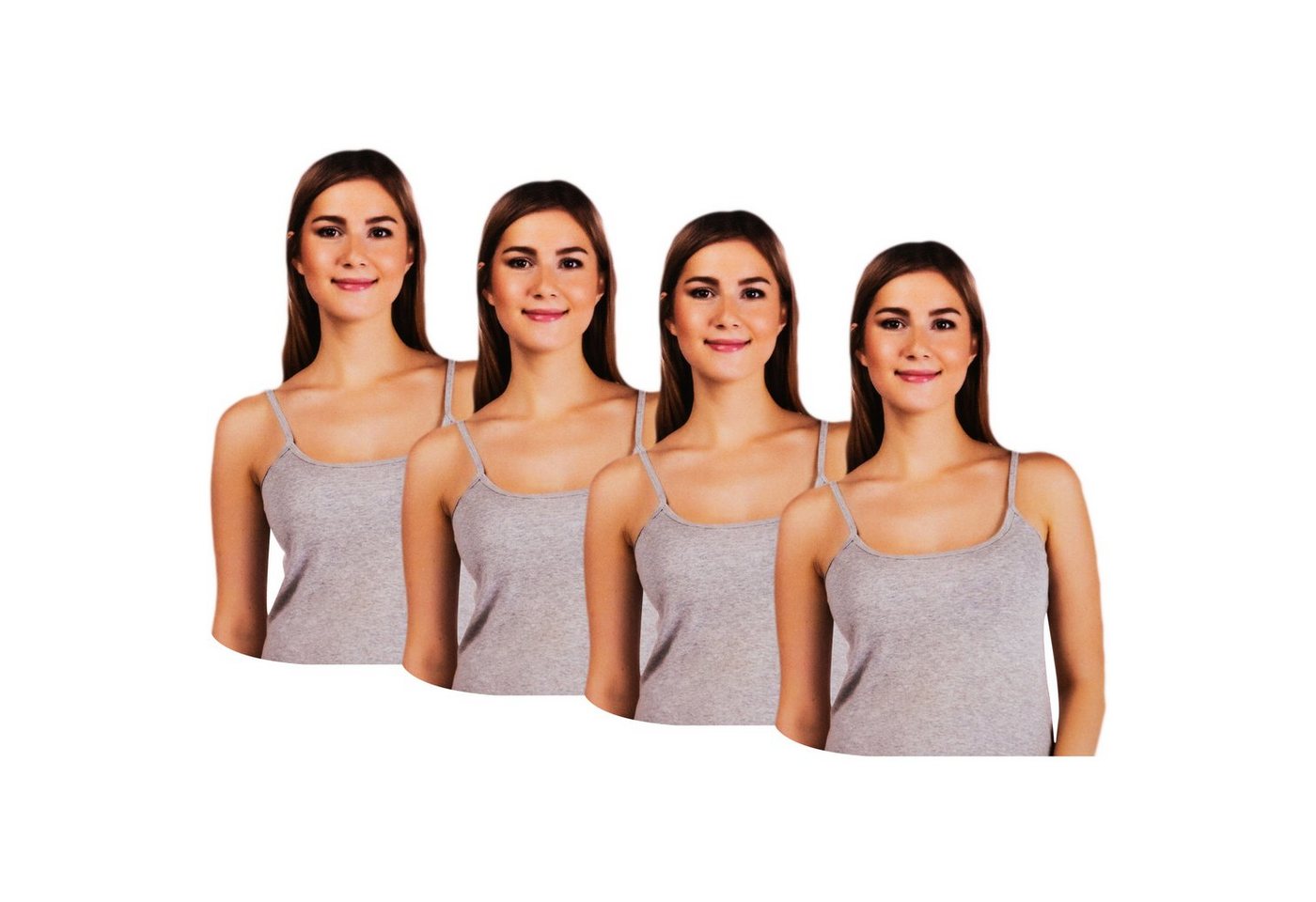 TEXEMP Spaghettitop 2 bis 6 Damen Unterhemd Top Baumwolle Tank Shirt Lady Damentop Träger (2-tlg) 100% gekämmte Baumwolle von TEXEMP