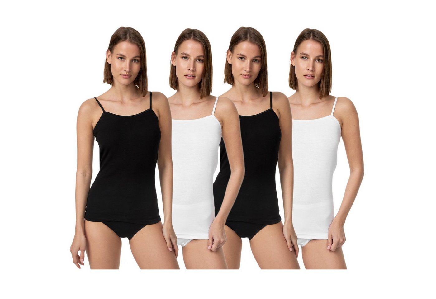 TEXEMP Spaghettitop 4er Pack Damen Unterhemd Spaghettiträger Trägertop Tank Baumwolle Top (4-tlg., 4er-Pack) 100% gekämmte Baumwolle von TEXEMP