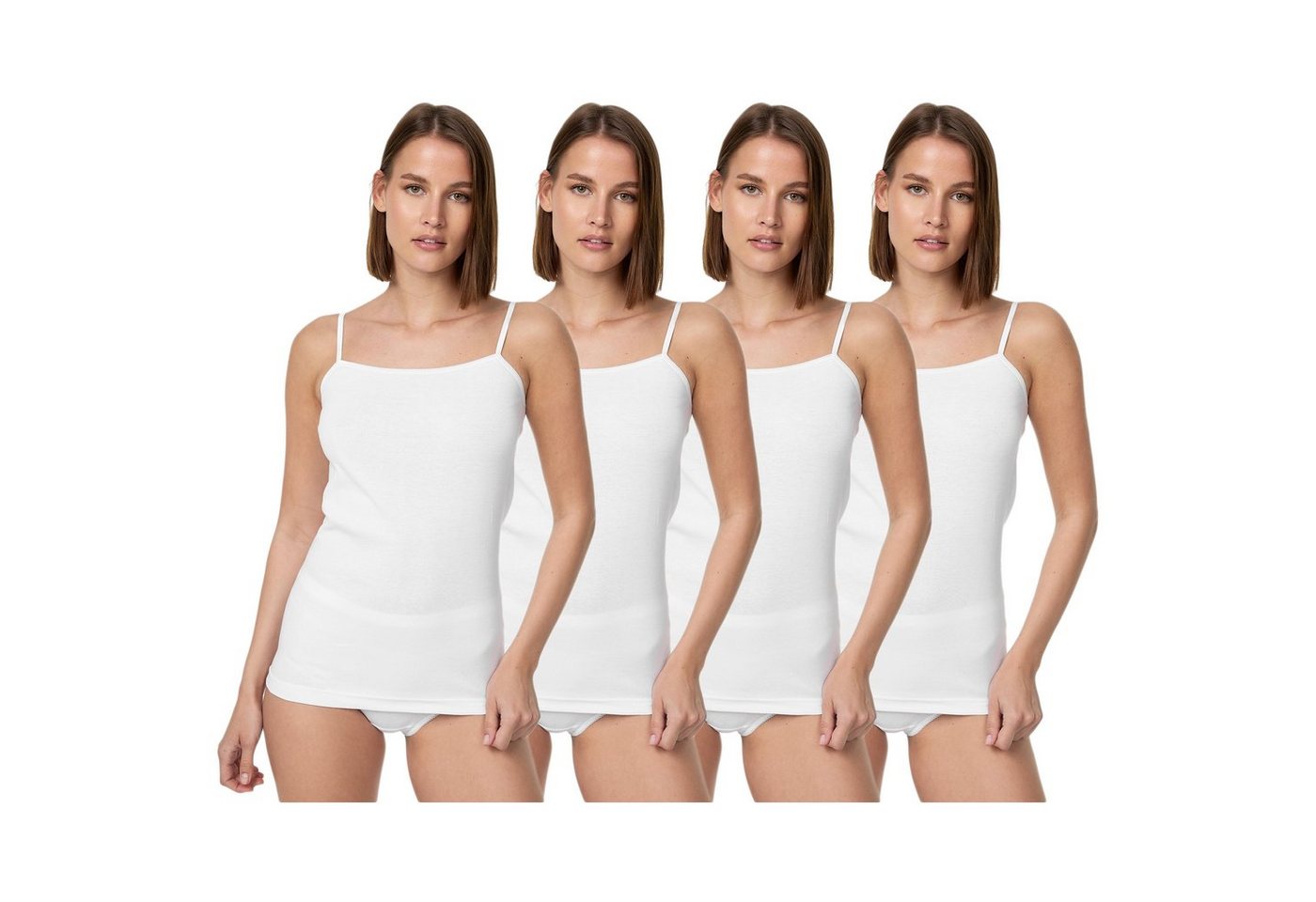 TEXEMP Spaghettitop 4er Pack Damen Unterhemd Spaghettiträger Trägertop Tank Baumwolle Top (4-tlg., 4er-Pack) 100% gekämmte Baumwolle von TEXEMP