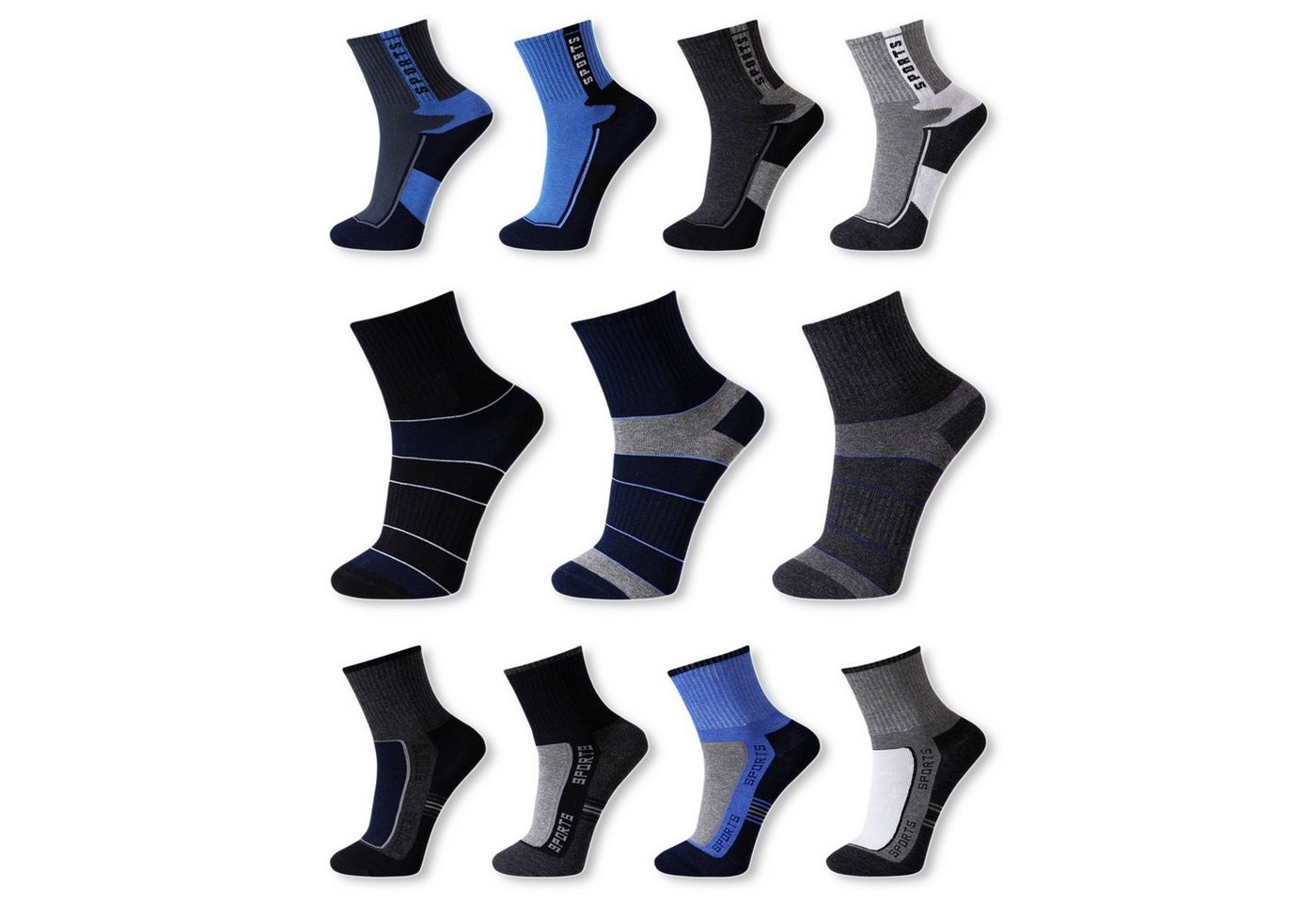TEXEMP Sportsocken 6, 12 Paar Sport Socken Tennis Herren Damen Kurzsocken Baumwolle (Packung, 12-Paar) von TEXEMP