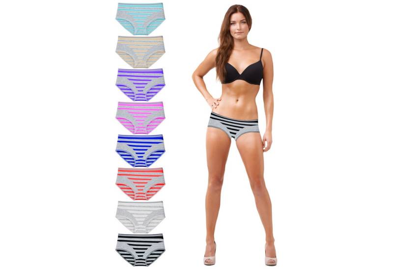 TEXEMP Taillenslip 5er - 10er Pack Damen Slips Baumwolle Höschen Unterwäsche Pants (5-St) 95% Baumwolle - Langlebig - Robust von TEXEMP