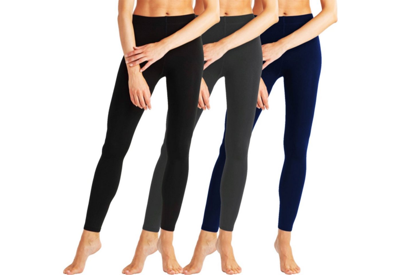 TEXEMP Thermoleggings 3er Pack Damen Thermo Leggings Baumwolle Hose Winter Warm (Spar-Set, 3-tlg., 3er-Pack) Atmungsaktiv von TEXEMP