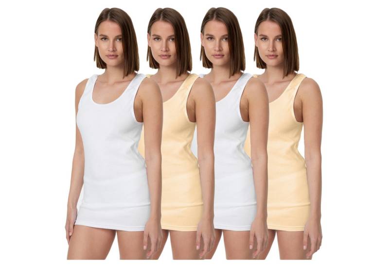 TEXEMP Unterhemd 4er Pack Damen Unterhemd Baumwolle Tank Top Achselhemd Damentop (4-St) 100% gekämmte Baumwolle von TEXEMP