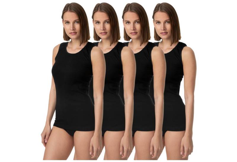 TEXEMP Unterhemd 4er Pack Damen Unterhemd Baumwolle Tank Top Achselhemd Damentop (4-St) 100% gekämmte Baumwolle von TEXEMP