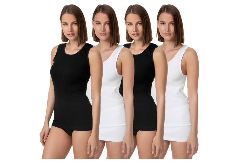 TEXEMP Unterhemd 4er Pack Damen Unterhemd Baumwolle Tank Top Achselhemd Damentop (4-St) 100% gekämmte Baumwolle von TEXEMP