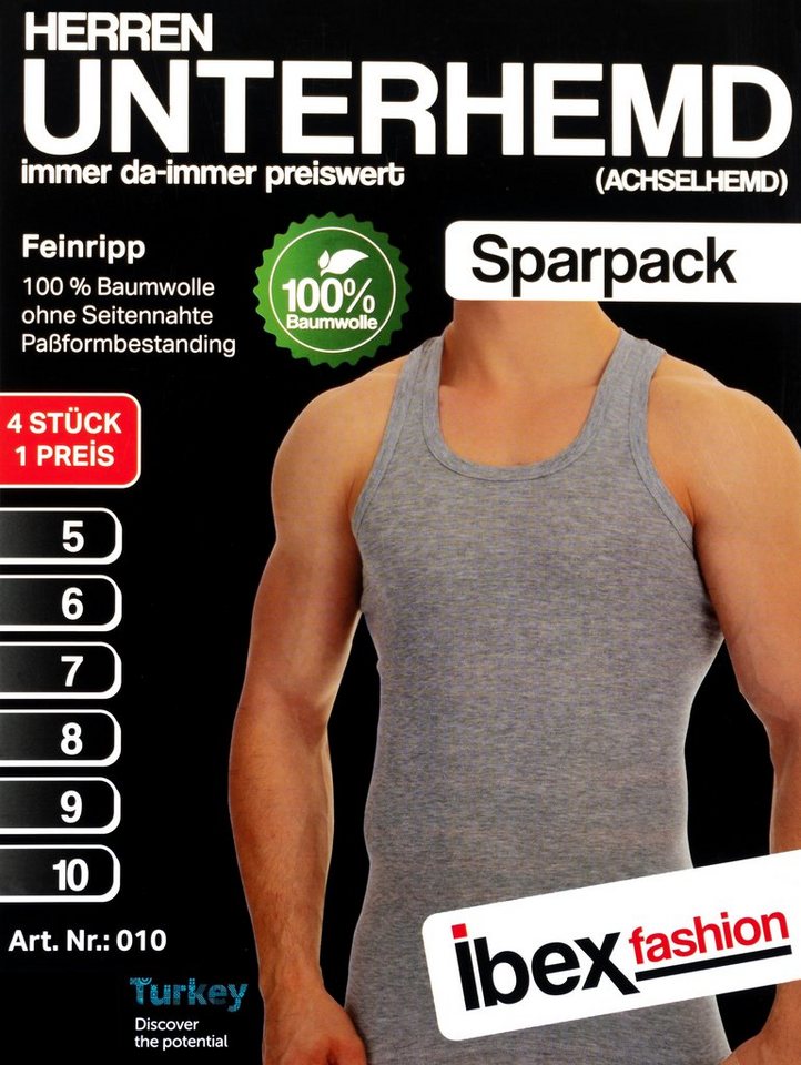 TEXEMP Unterhemd 4er Pack Herren Unterhemd Tank Top Achselhemd Feinripp Baumwolle (4-St) von TEXEMP