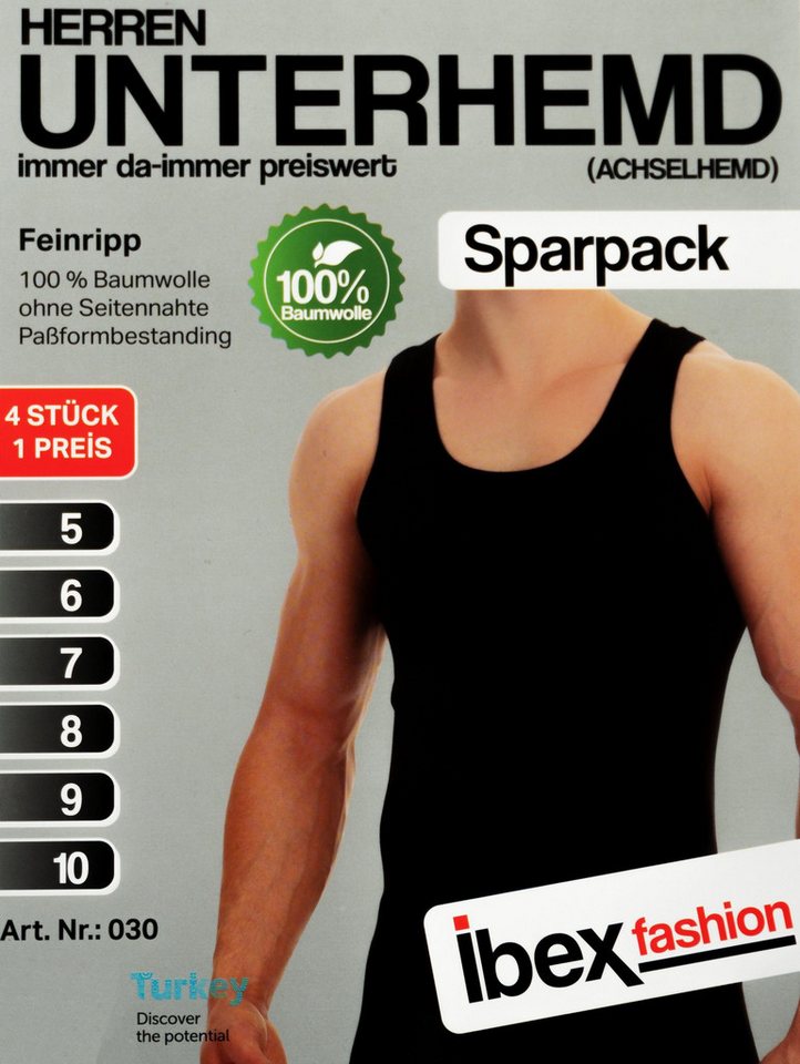 TEXEMP Unterhemd 4er Pack Herren Unterhemd Tank-Top Achselhemd Feinripp Baumwolle (4-St) Feinripp von TEXEMP