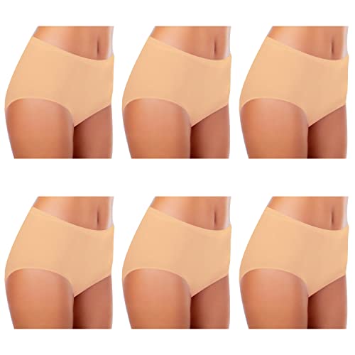 TEXEMP Unterwäsche Damen Slip Bequeme Baumwollunterhosen Mehrpack Atmungsaktive Hipster Pantys 6er Pack Beige 40-42 M von TEXEMP