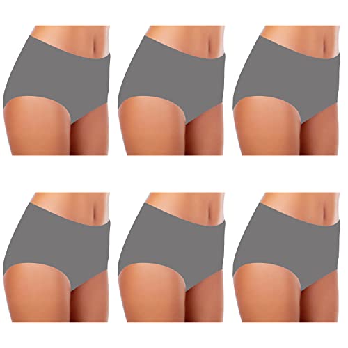 TEXEMP Unterwäsche Damen Slip Bequeme Baumwollunterhosen Mehrpack Atmungsaktive Hipster Pantys 6er Pack Grau 44-46 L von TEXEMP