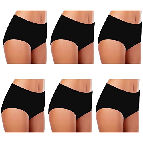 TEXEMP Unterwäsche Damen Slip Bequeme Baumwollunterhosen Mehrpack Atmungsaktive Hipster Pantys 6er Pack Schwarz 44-46 L von TEXEMP