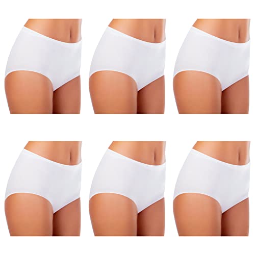 TEXEMP Unterwäsche Damen Slip Bequeme Baumwollunterhosen Mehrpack Atmungsaktive Hipster Pantys 6er Pack Weiß 48-50 XL von TEXEMP