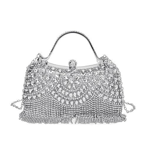 TEXIJUSO Glitzer Strasssteine Clutch, Silber Beuteltasche Damen, Handtasche Abendtasche Brauttasche, Bags for Women für Hochzeit Formal Abend Prom Party Club TEXIJUSO Glitzer Strasssteine Clutch, Silber Beuteltasche Damen, Handtasche Abendtasche Brauttasche, Bags for Women für Hochzeit Formal Abend Prom Party Club von TEXIJUSO