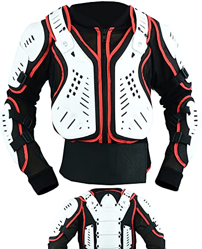 TEXPEED - Kinder Motorradjacke Motocross jacke mit Rückenprotektor für sportliche Aktivitäten - Motorrad Enduro Brustschutz - Rot Weiß Schwarz - 14 Jahre von Texpeed