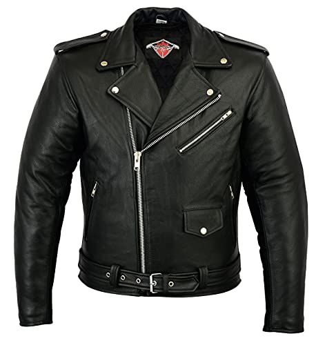 TEXPEED Motorrad lederjacke herren mit protektoren - Marlon Brando Retro Chopper Rockerjacke - Mit Original Biker Rüstung (EN 1621-1) Schutz Schwarz - 8XL von Texpeed