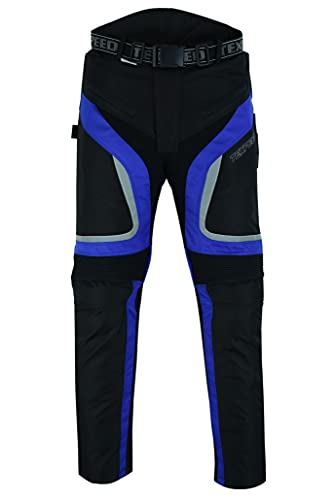 Texpeed Motorradhose Mit Protektoren Herren - Textil Wasserdicht Motorroller Motorrad Bikerin Mit Schutz Rüstung (EN 1621-1) Blau - 4XL Taille/Kurz Bein von Texpeed