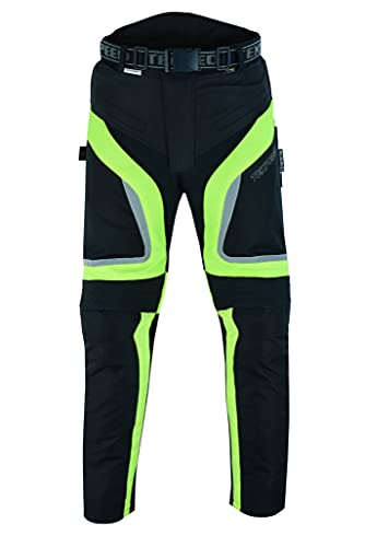 Texpeed Motorradhose Mit Protektoren Herren - Textil Wasserdicht Motorroller Motorrad Bikerin Mit Schutz Rüstung (EN 1621-1) Gelb Hi Vis - 3XL Taille/Kurz Bein von Texpeed