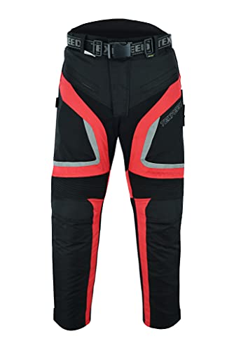 Texpeed Motorradhose Mit Protektoren Herren - Textil Wasserdicht Motorroller Motorrad Bikerin Mit Schutz Rüstung (EN 1621-1) Rot - 7XL Taille/Lang Bein von Texpeed