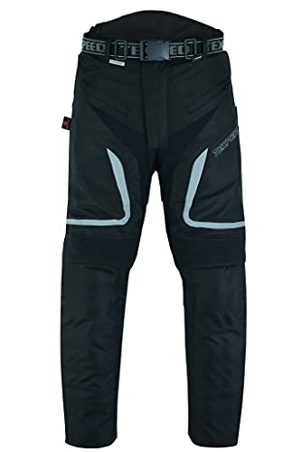 Texpeed Motorradhose Mit Protektoren Herren - Textil Wasserdicht Motorroller Motorrad Bikerin Mit Schutz Rüstung (EN 1621-1) Schwarz - 5XL Taille/Lang Bein von Texpeed