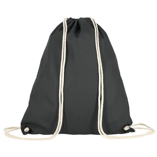 Personalisierbarer Turnbeutel mit Zugband - OEKO-TEX® zertifiziert - 38x46 cm - Als Rucksack tragbar - Naturfarbene Kordeln - Mit eigenem Logo/Motiv gestalten, Farbe:anthrazit, Größe:250 Stück von TEXXILLA