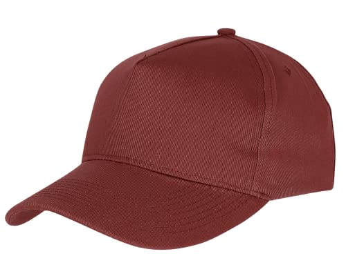 TEXXILLA Leichtes 5 Panel Golf Cap aus 100% Baumwolle und modisch vorgeformten Schild, Farbe:Bordeaux von TEXXILLA