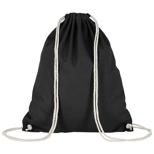 TEXXILLA Personalisierbarer Turnbeutel mit Zugband - OEKO-TEX® zertifiziert - 38x46 cm - Als Rucksack tragbar - Naturfarbene Kordeln - Mit eigenem Logo/Motiv gestalten, Farbe:schwarz, Größe:250 Stück von TEXXILLA