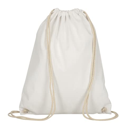 TEXXILLA Personalisierbarer Turnbeutel mit Zugband - OEKO-TEX® zertifiziert - 38x46 cm - Als Rucksack tragbar - Naturfarbene Kordeln - Mit eigenem Logo/Motiv gestalten, Farbe:weiß, Größe:50 Stück von TEXXILLA
