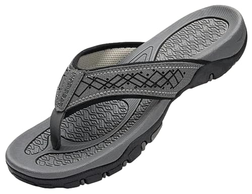 TEidea Badelatschen Herren Männer Flip Flops Strand Sandalen Männer Schuhe Flach Nicht -slip -hausschuhe Gummi Casual Schuh-b-grau-40 von TEidea