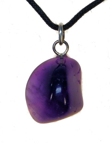 TF Premium Edelstein Anhänger Herren & Damen I Trommelstein Anhänger mit Öse aus 925 Silber I Kettenanhänger & Textilband I Exklusive Schmucksteine in Deutschland veredelt (Amethyst) von TF