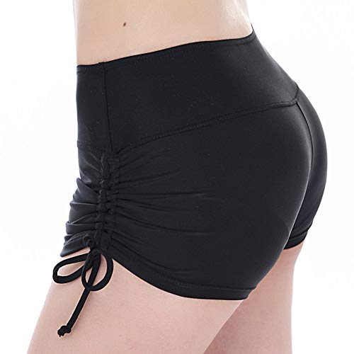 TFENG Frauen Sport Badeshorts mit verstellbarem Tunnelzug UV Schutz Bikini Bademode Tankini Bottoms, Schwarz, M von TFENG