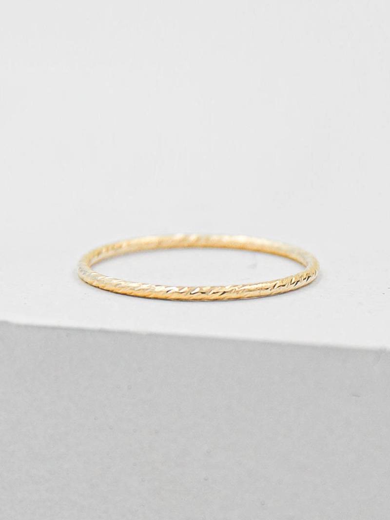 1 Mm Sparkle Stacker - Gold Gefüllt | Dünnes Goldband Filled Stapelring Minimal Band Midi Ring Pinky von TFHJEWELRY